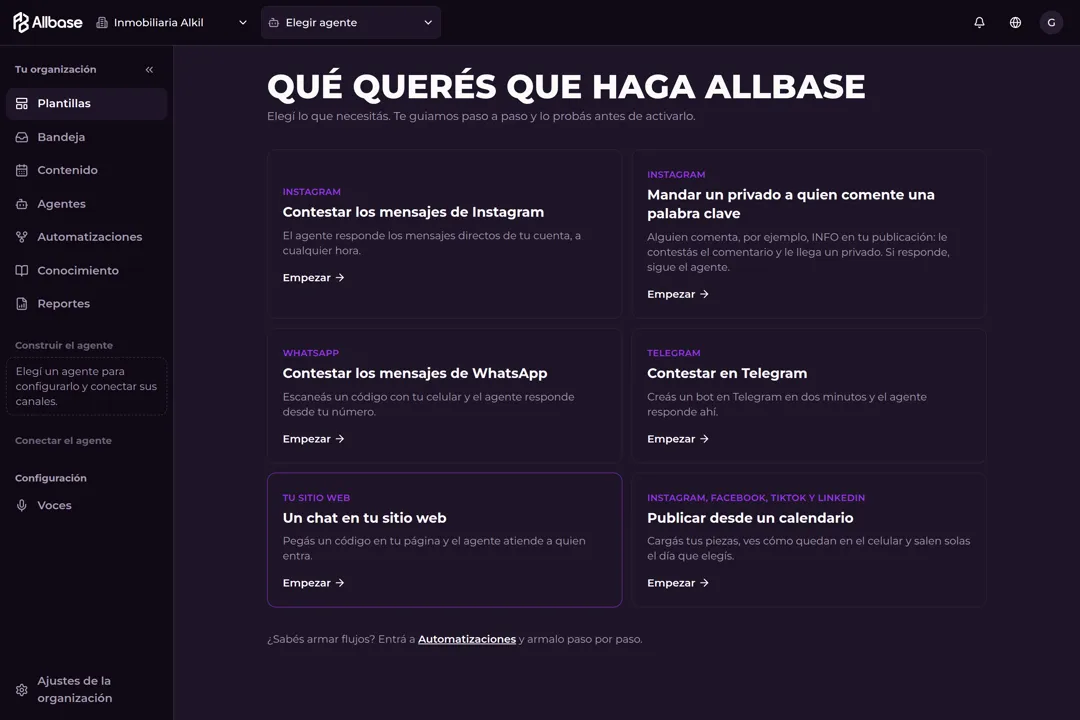 Las automatizaciones listas de Allbase para elegir y probar
